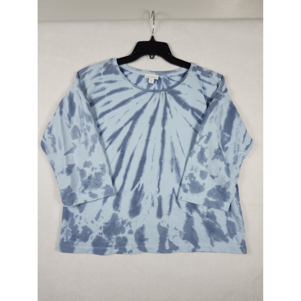 Pure Jill Tie-died Sweatshirt Womrns M Blue Long-sleeved 100% Cotton Crew Neck